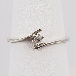 10k Solid White Gold Genuine Round Diamond Solitaire Vintage Ring